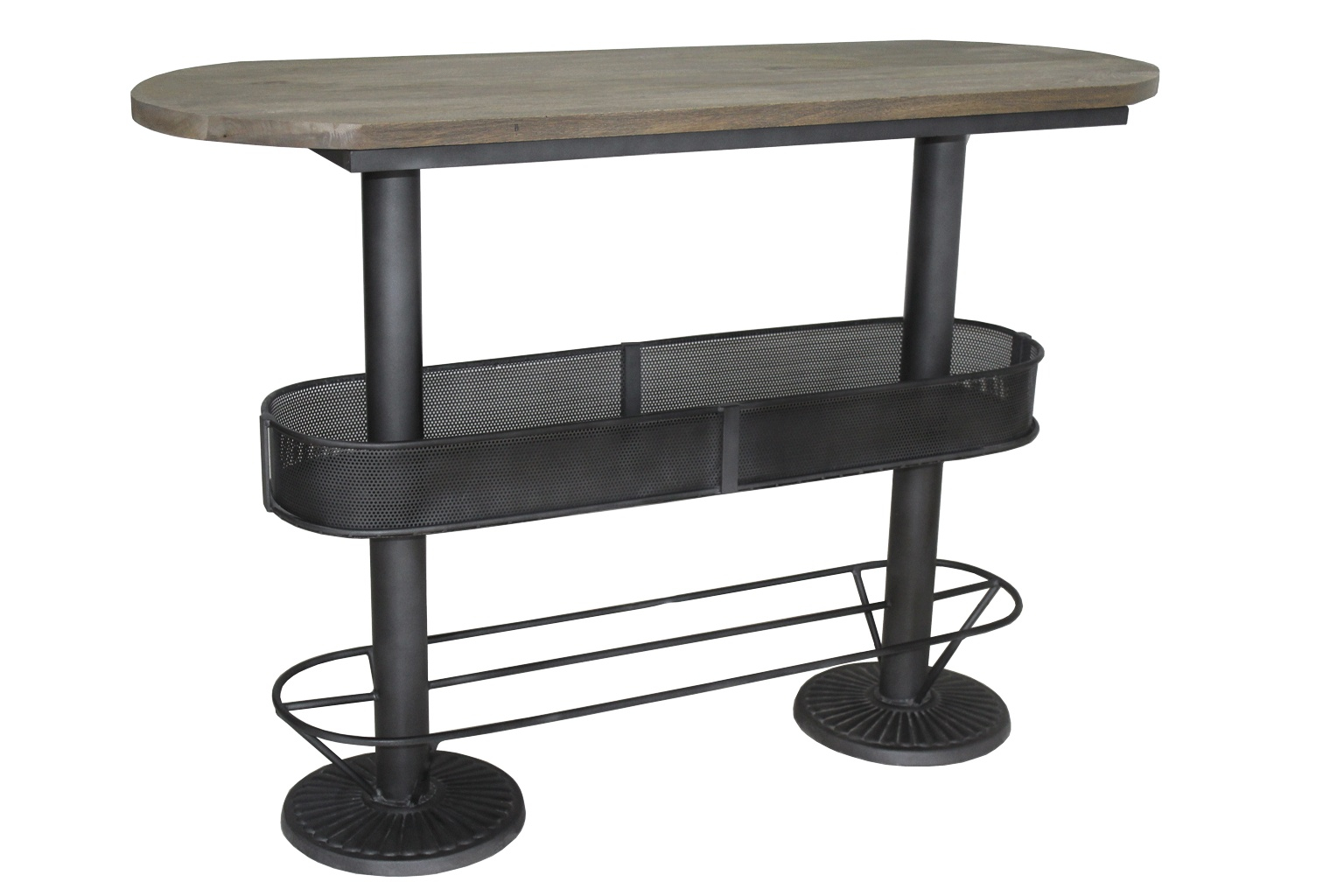 Table de bar industrielle métal et bois manguier 155cm DAKOTA - 2608