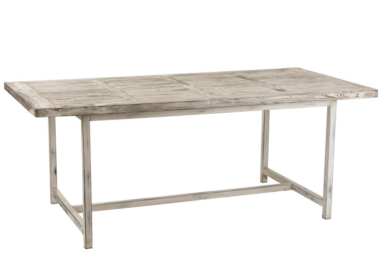 Table à Manger 160x90 Cm En Acacia Massif Blanchi – Style Nature White – Pour 4 à 6 Personnes – À Monter - 7
