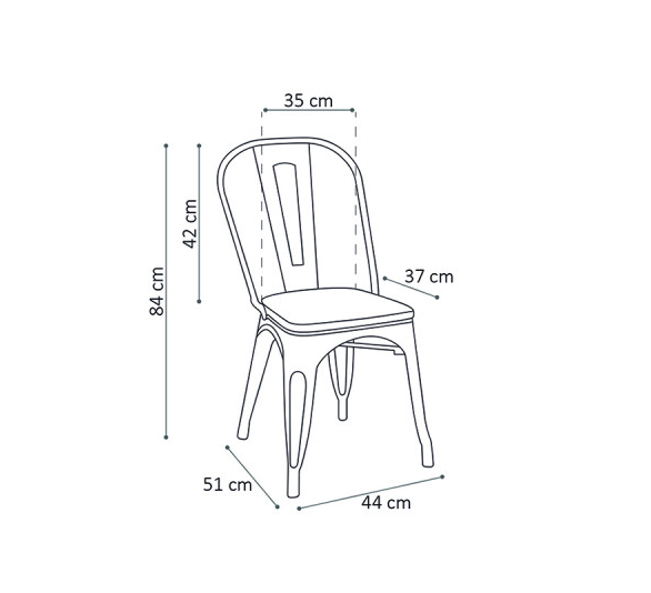 Schéma dimension chaise